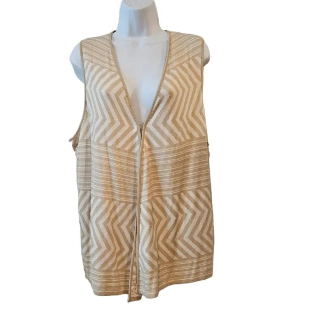 Chico's Tan and Cream Sweater Vest